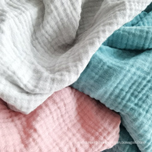 Organic cotton woven muslin crinkle  fabric